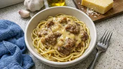 余ったシチューがごちそうに変わる：チーズ入り濃厚ソースのガーリックパスタ簡単アレンジ